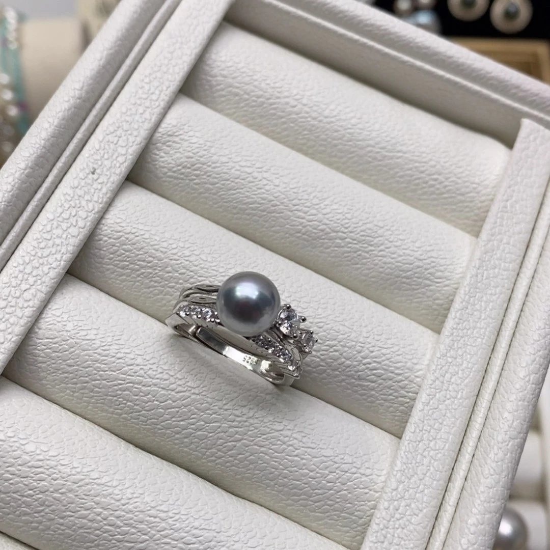 海水珍珠戒指银S925镶嵌1****-