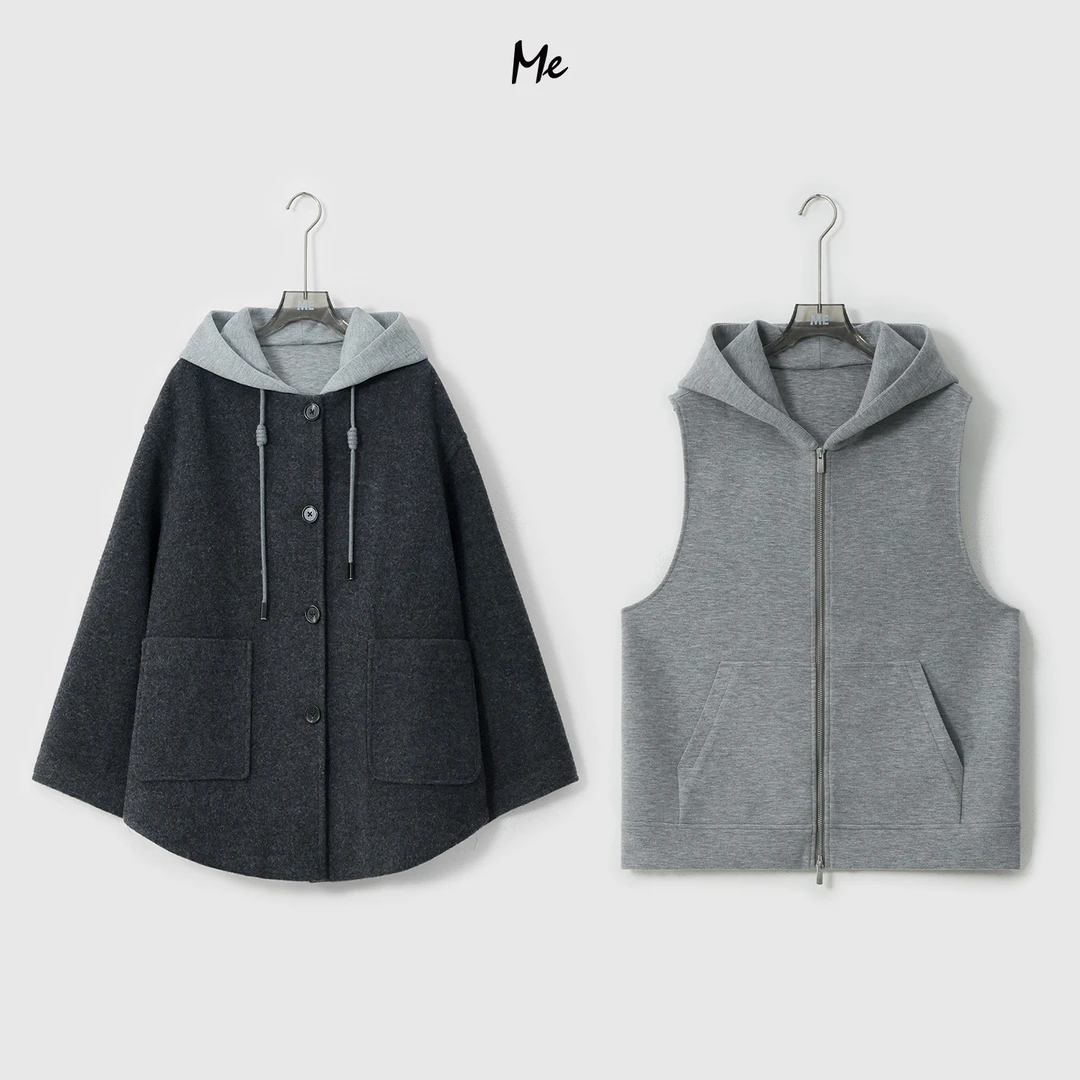 ME【100%绵羊毛勃垦毛呢两件套】os廓形知性老钱百搭外套MESA0747