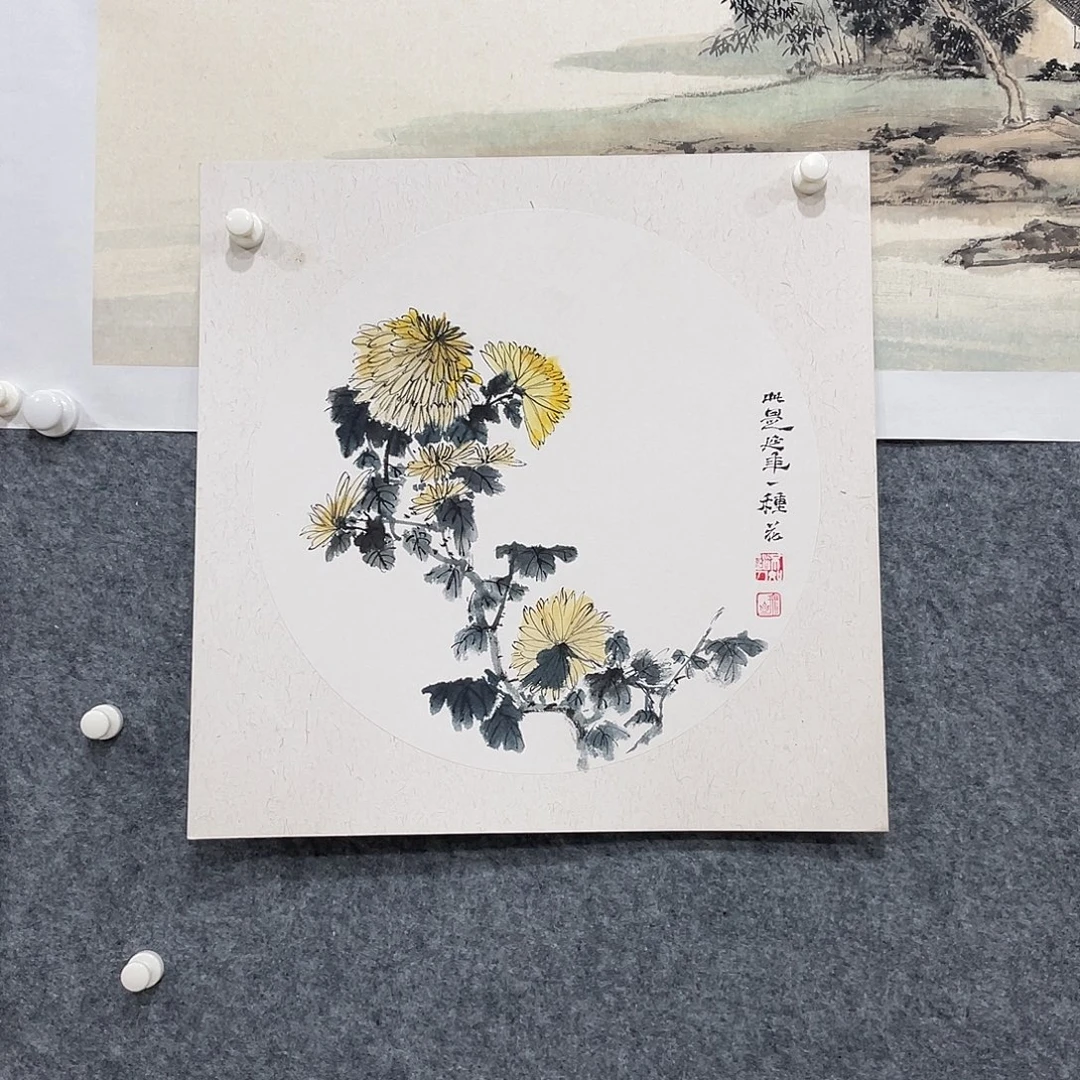 国画写意菊花三尺斗方