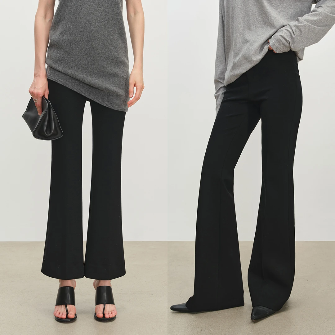 MSBEAST“超模神裤"弹力舒适天丝羊毛修型显瘦高微喇长裤/九分裤