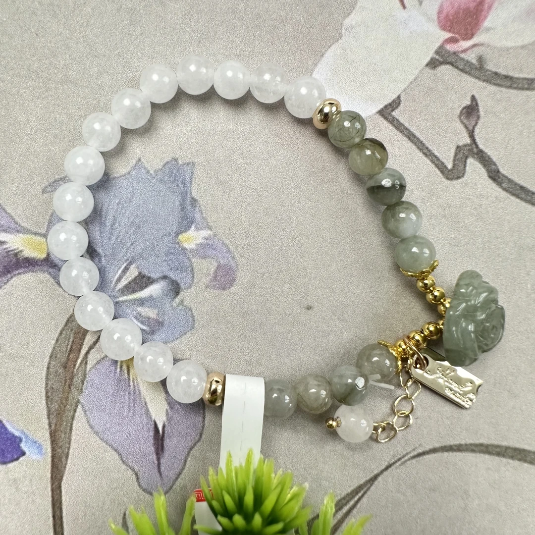 D51大气翡翠手链百搭时尚复古手工气质轻奢清新玉手串