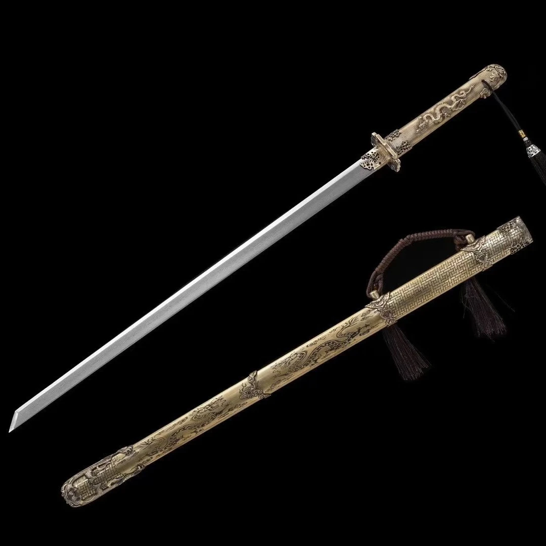 水龙唐刀花纹钢铜柄铜鞘唐横刀 一体刀剑收藏摆件冷兵器未开刃