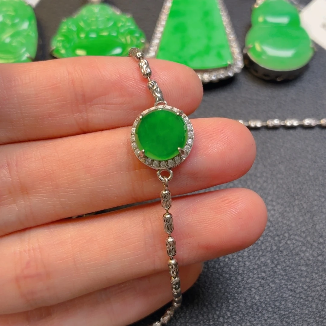 翡翠银S925镶嵌吊坠(不含链)手链