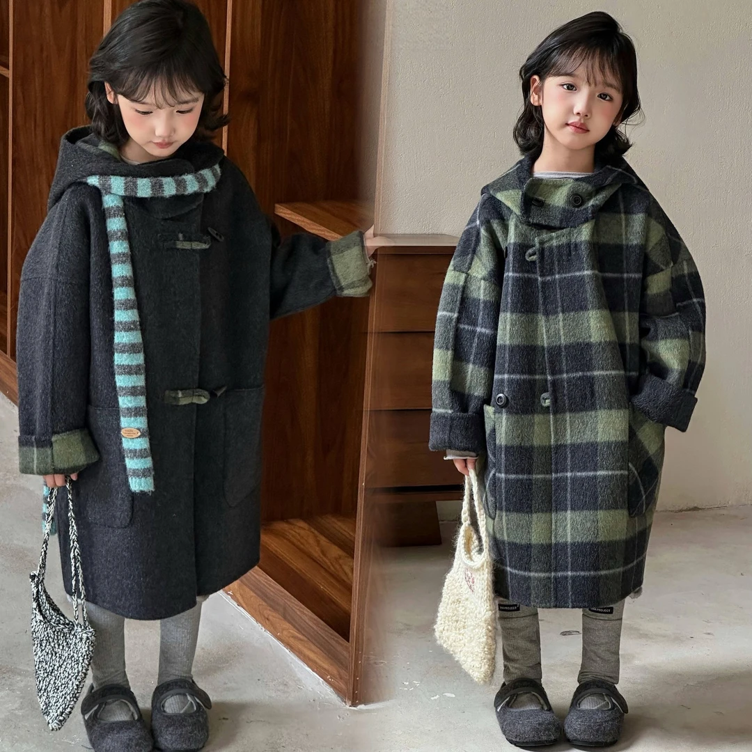 【正反两穿】女童双面绒冬季保暖儿童双面穿毛呢外套长款呢子大衣