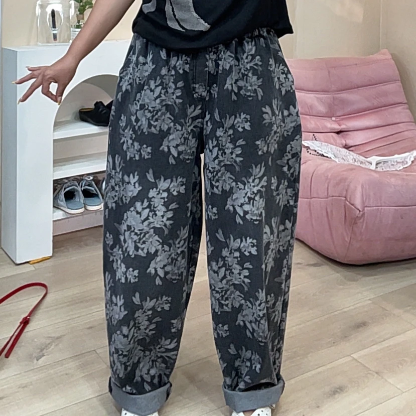 8100欧货爆款提花工艺牛仔长裤女