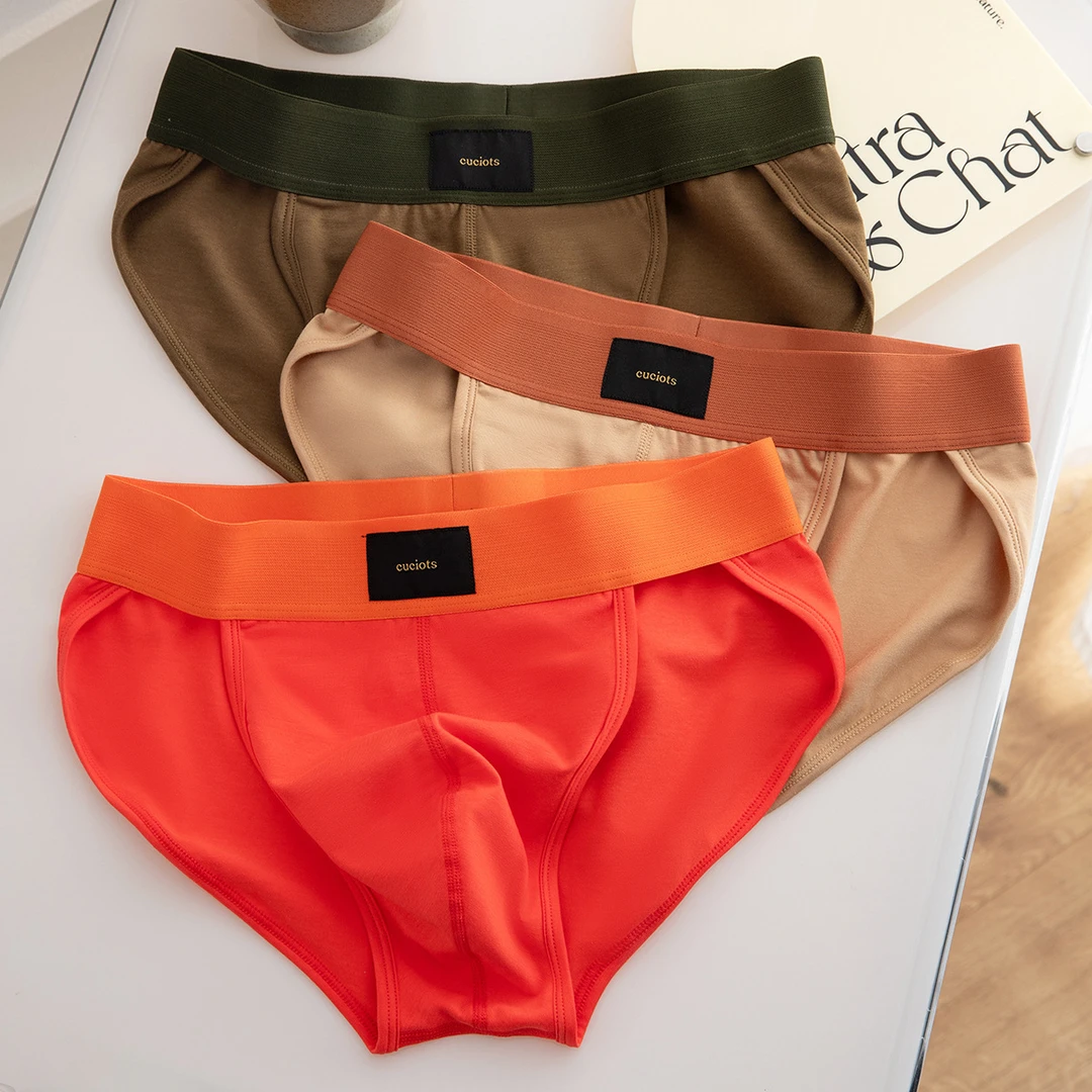 裤头男大红色高叉三角裤男生性感中腰运动潮流高叉内裤男生青年棉