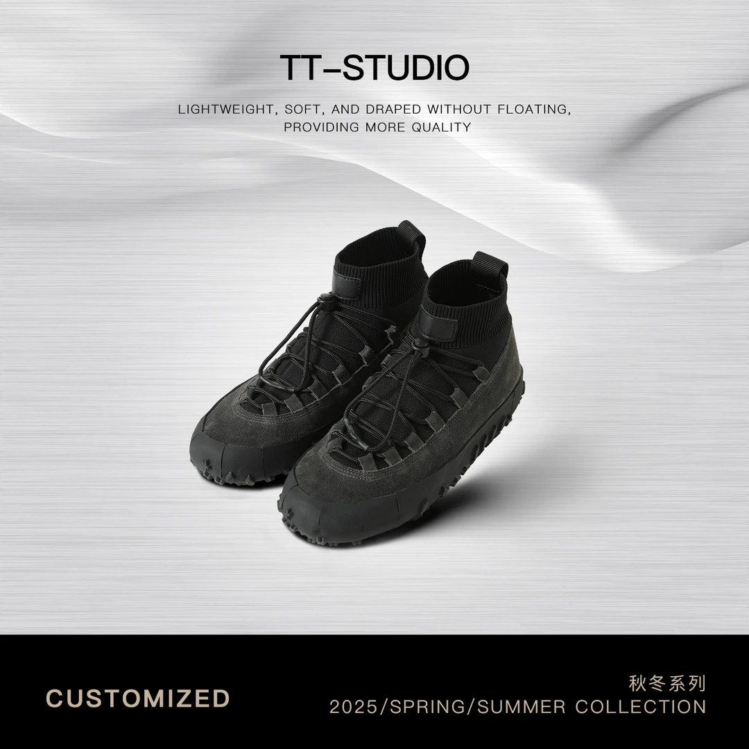 TT【登山鞋】牛皮飞织拼接抽绳束口高帮户外运动休闲鞋TT-11XZ6064