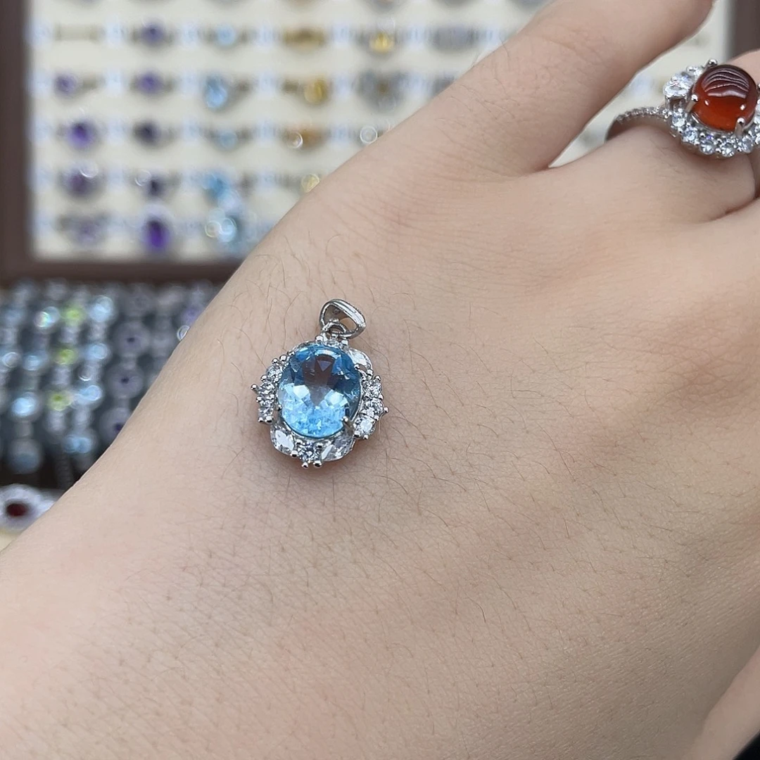 一***呀颈饰托帕石银S925镶嵌