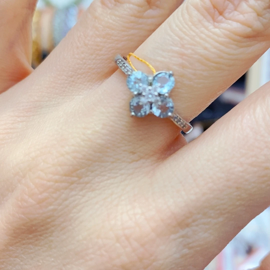 海蓝宝石戒圈银S925镶嵌