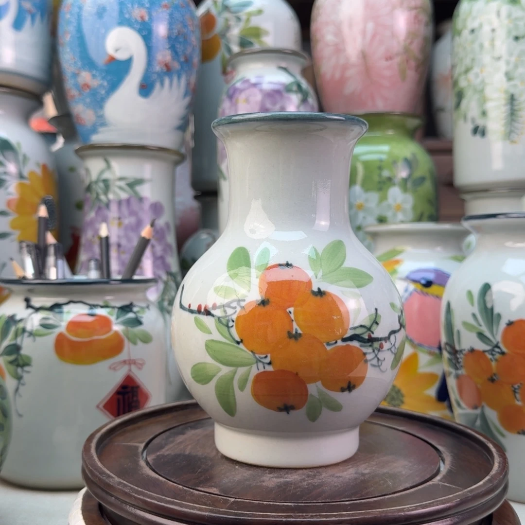 景德镇陶瓷手绘花瓶无孔