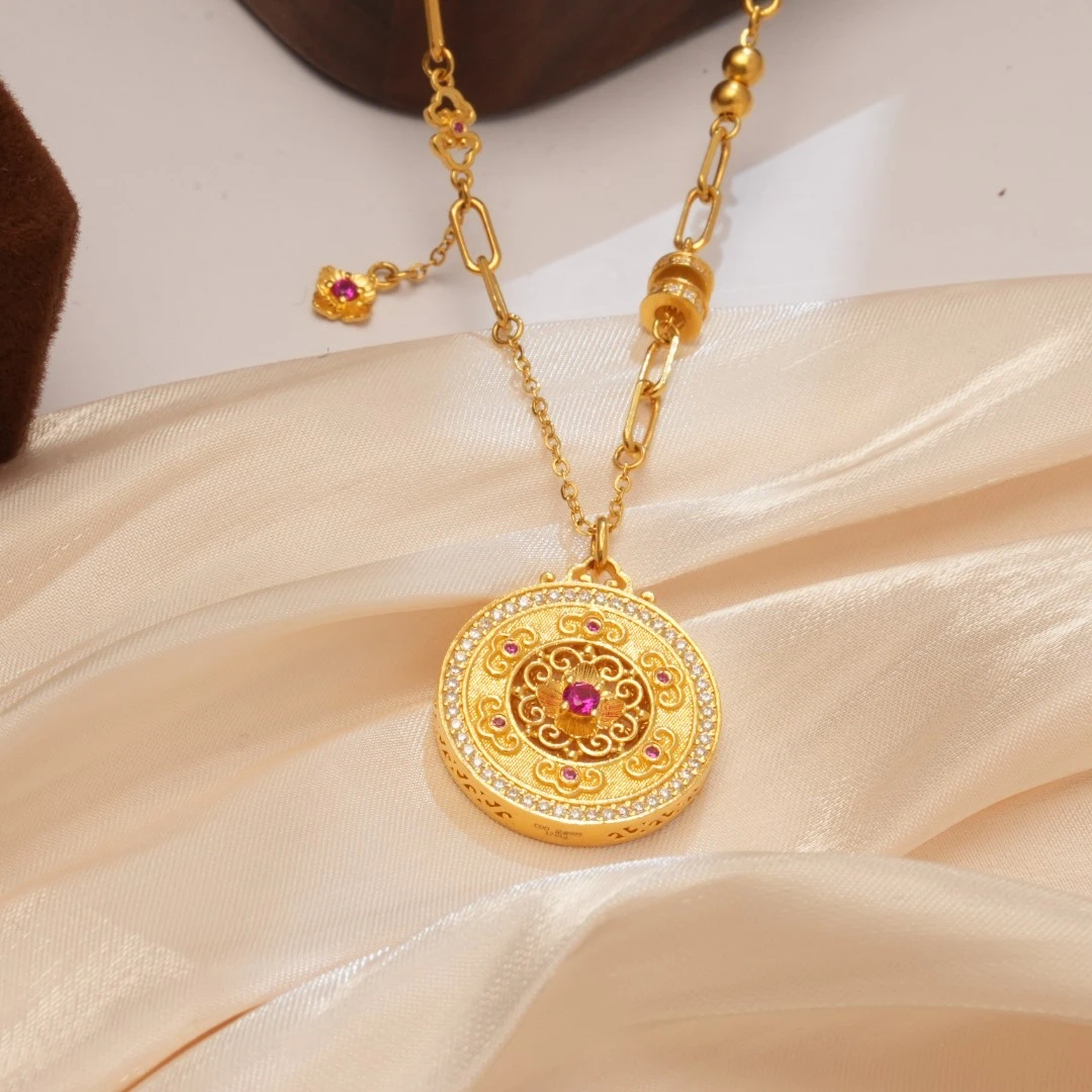 江江-Y【凤华绝代点钻套链】足金999精工5G（附加328/0）