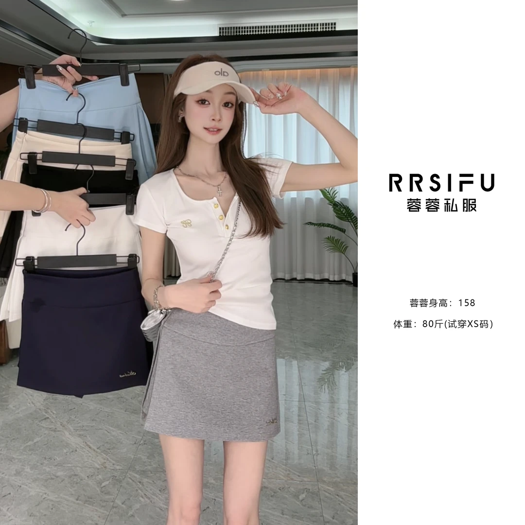 【RRSIFU蓉蓉私服】XS2397两侧开叉运动短裙高腰卫裙裤防走光半身裙