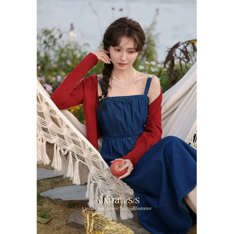 鹿向南【粉丝福利】《西部情书》早春连衣裙复古牛仔吊带