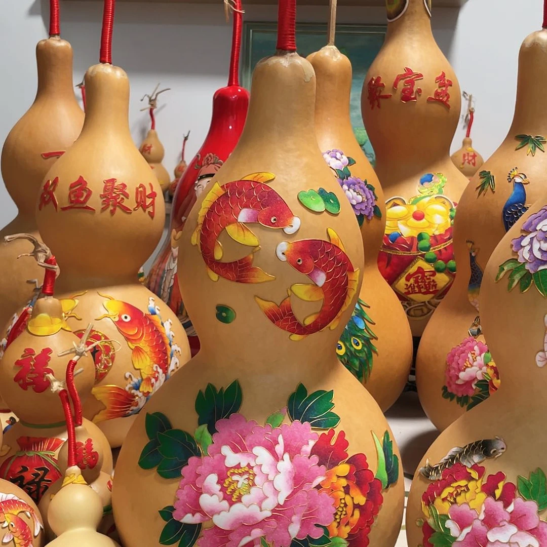 月***色有机玻璃葫芦福禄牡丹双鱼