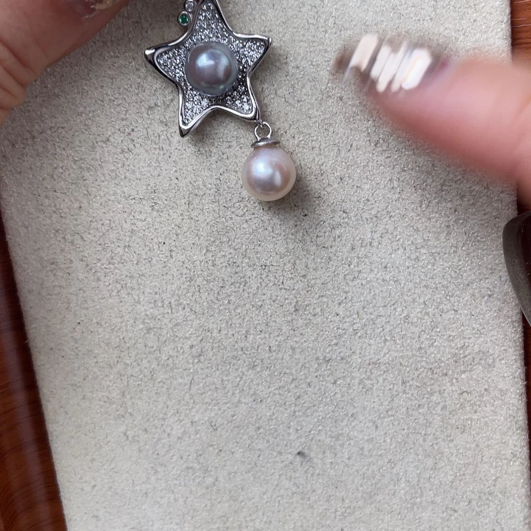 吊坠(不含链)银S925镶嵌海水珍珠