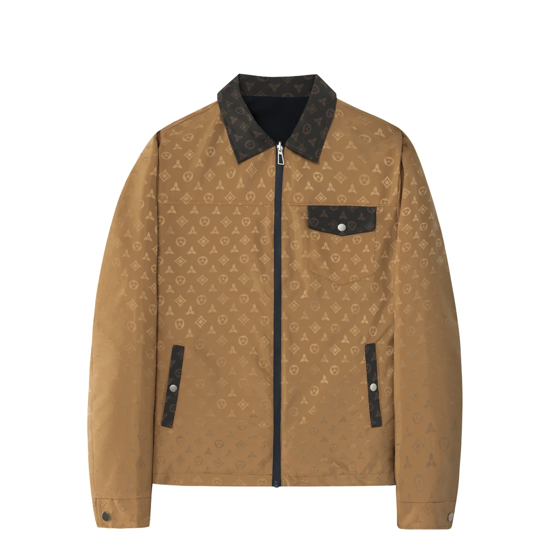 【澳门港正品】秋季新款时尚百搭翻领外套双面穿提花休闲男士夹克