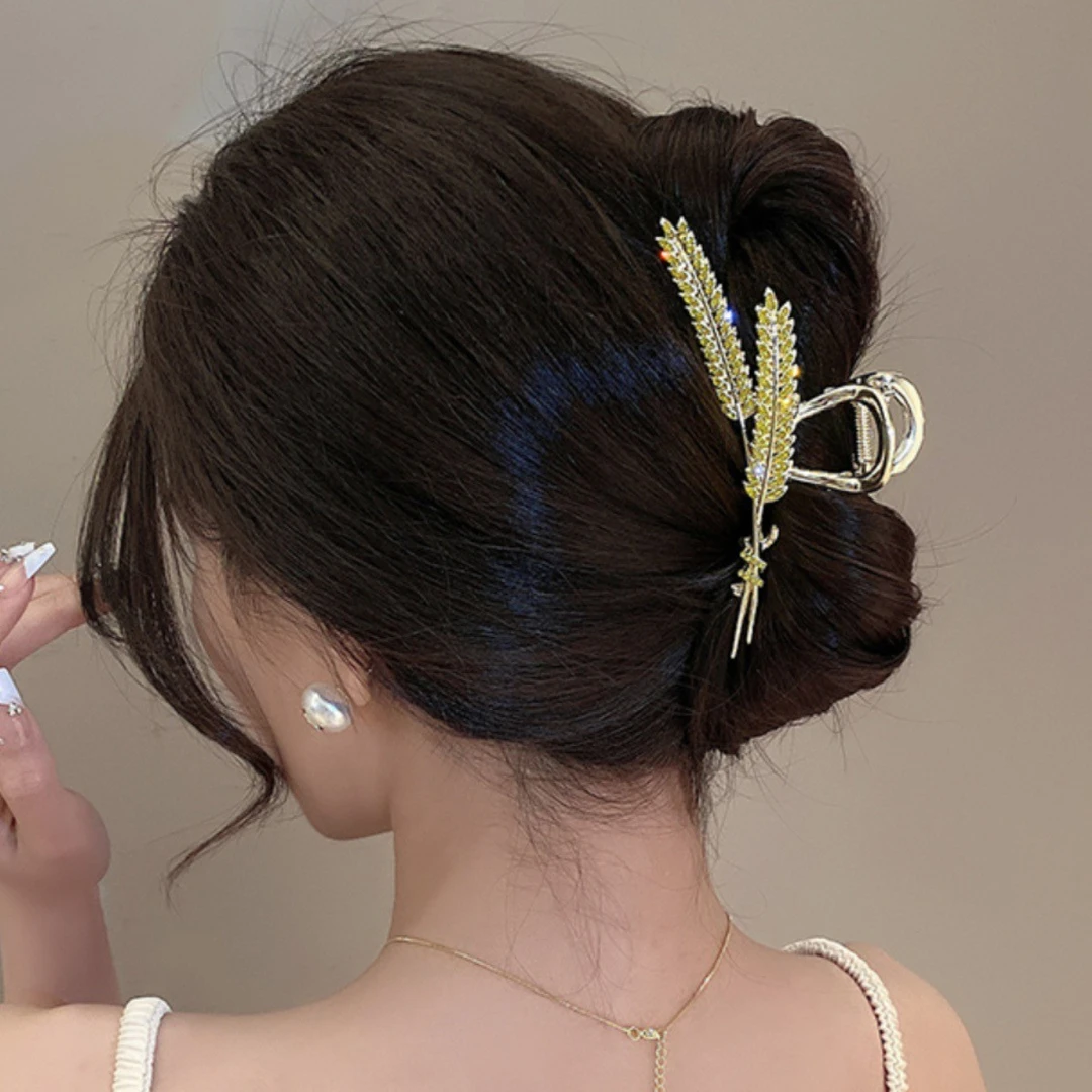 锌合金发饰新款抓夹气质优雅麦穗发夹女后脑勺鲨鱼夹盘发发卡头饰