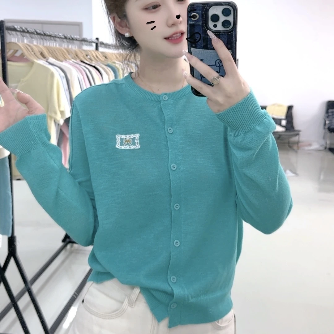 湖蓝色~巨美巨好看！！韩系小清新柔软亲肤外穿针织衫Y6687