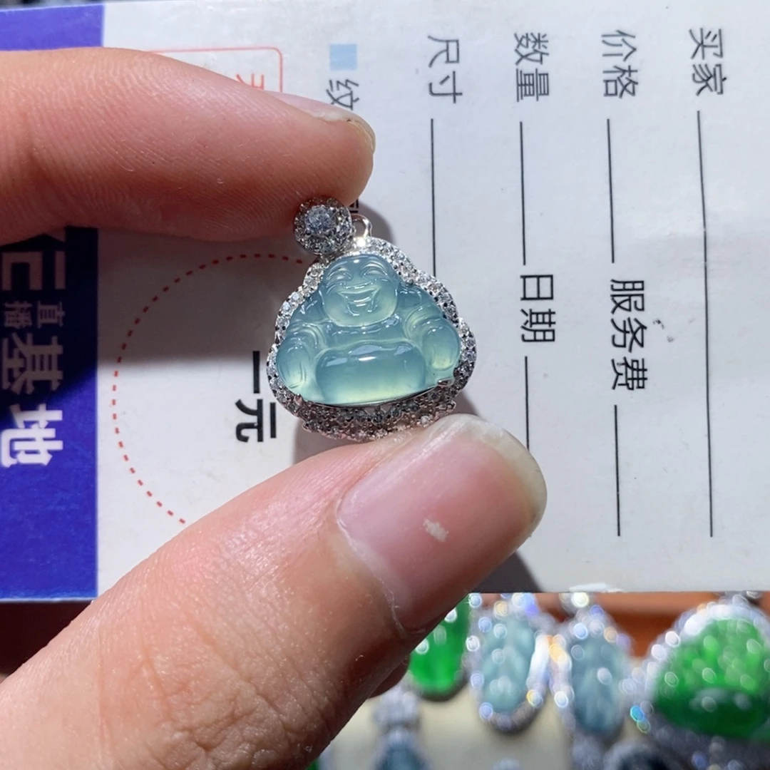 小****颈饰银S925镶嵌翡翠翡翠
