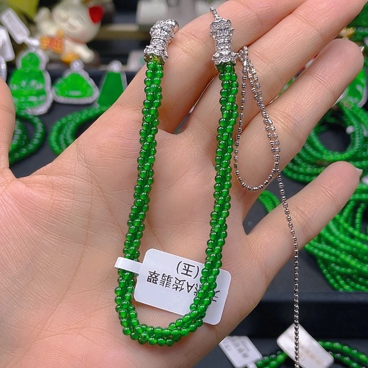 翡翠未镶嵌颈饰麻花项链