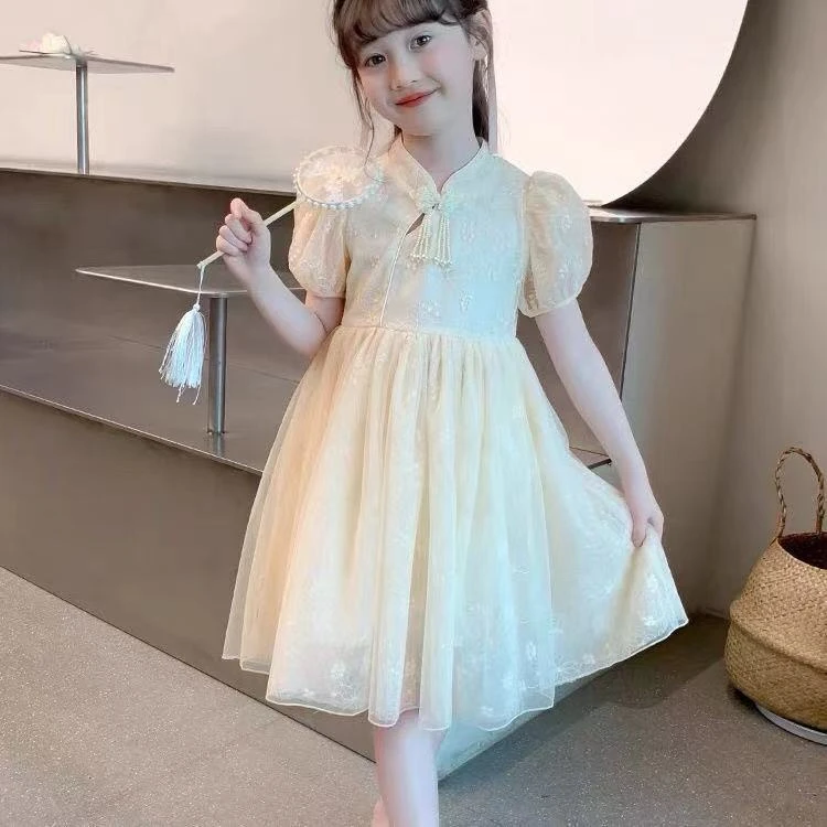 女童夏款国风连衣裙新款夏季洋气时髦儿童潮款汉服公主裙女孩裙子