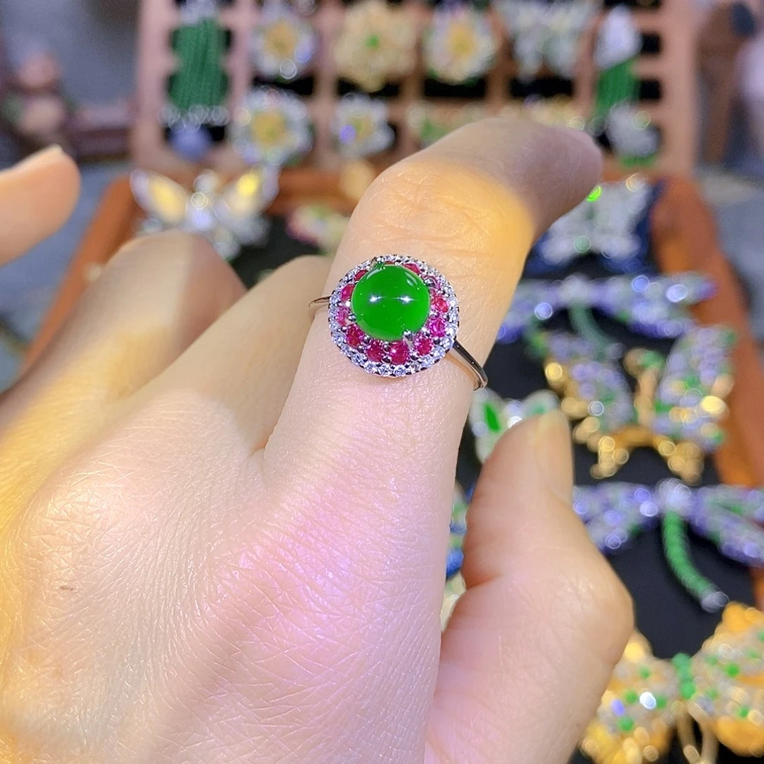 吊坠(不含链)银S925镶嵌翡翠