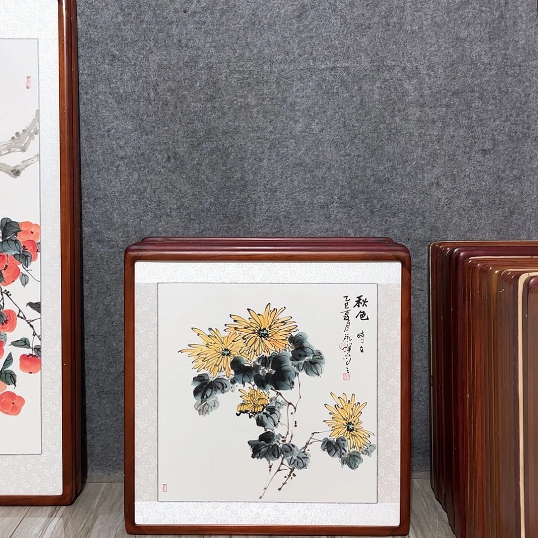 国画书画作品带框63×63