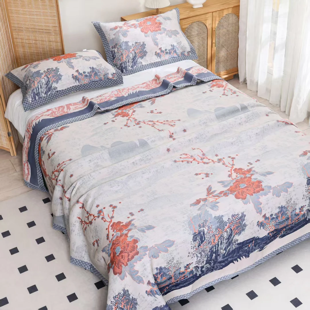 【兰亭序】230*250cm加厚多功能可铺可盖双面床盖