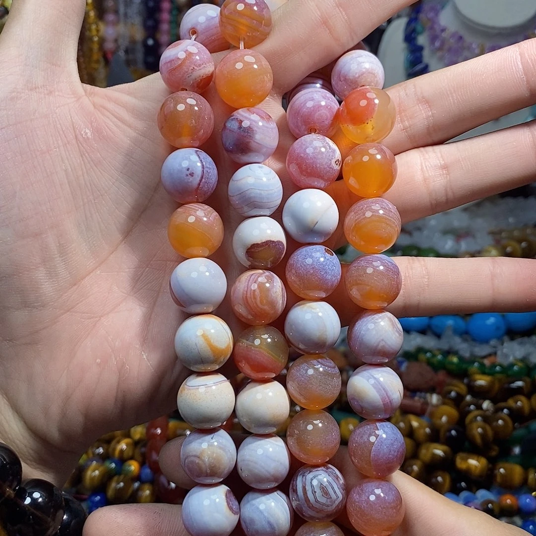 石英质玉未镶嵌,奶皮玛瑙16mm,