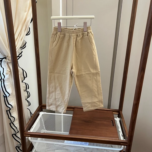 【编号R155】K6049-14-儿童直筒工装裤 卡其色-BC