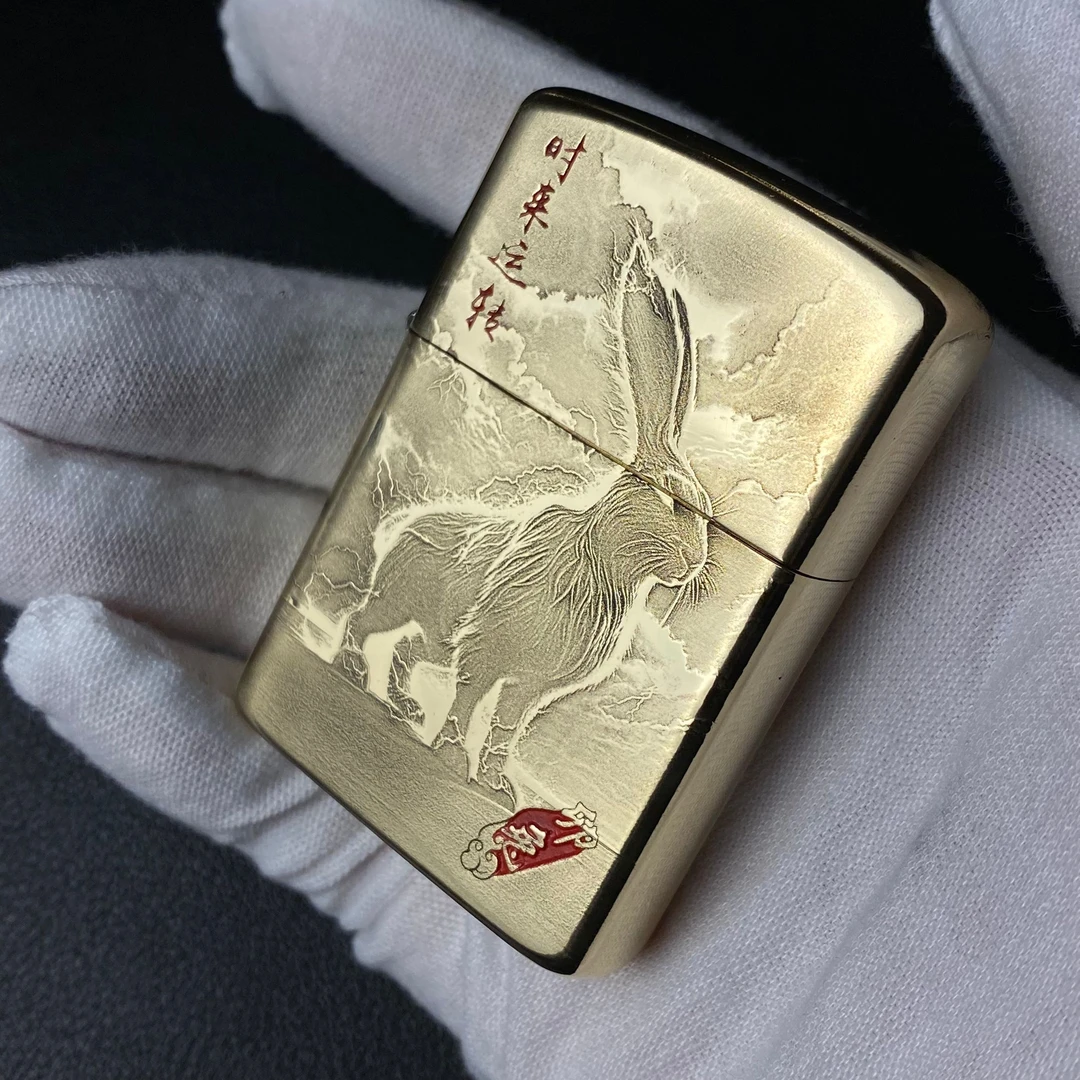 ZORRO佐罗二代902s卯兔黄铜填砂守护神山海经生肖系列煤油打火机