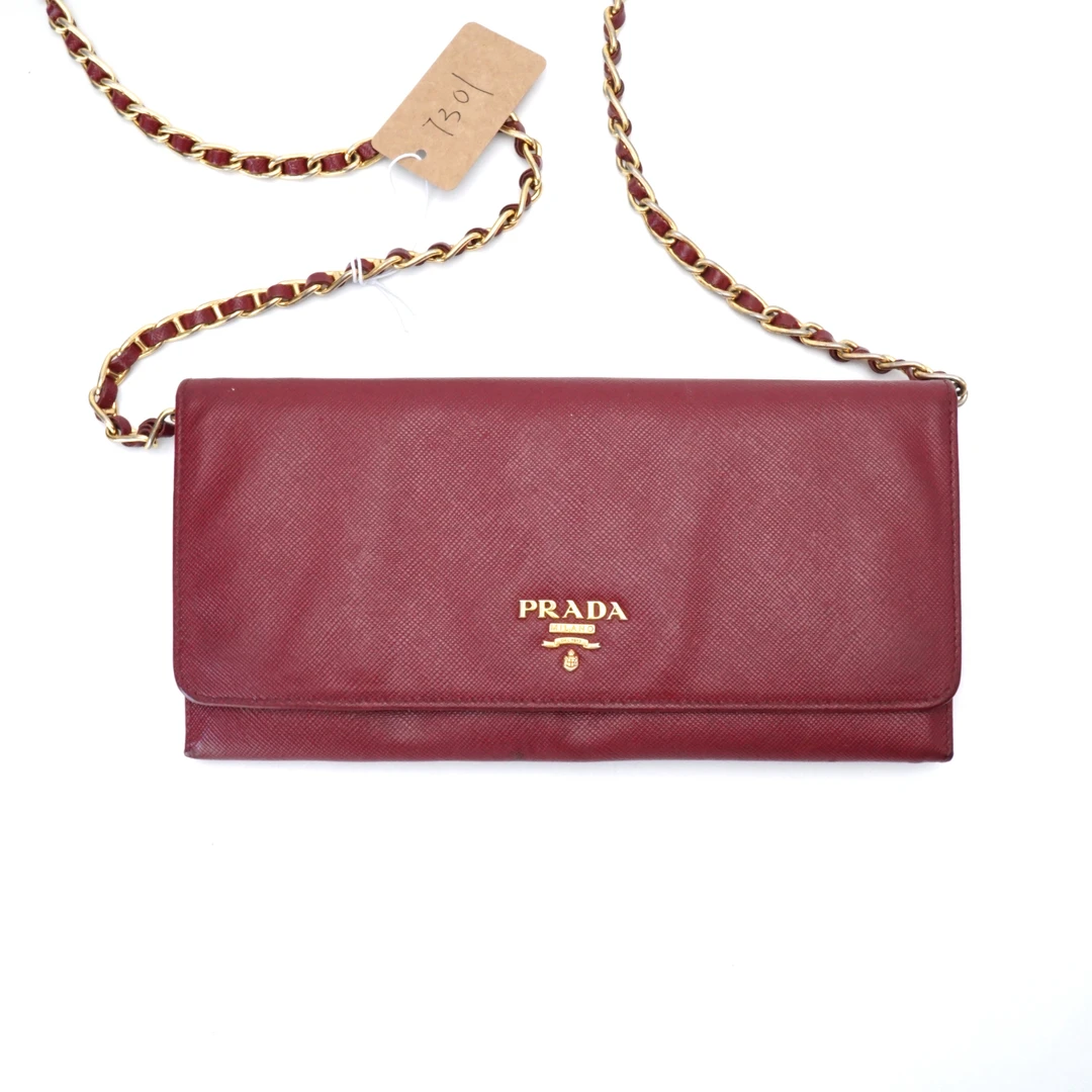 95新 Prada/普拉达 Prada普拉达红色链条包7301