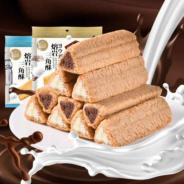 100根法思觅语熔岩金字塔巧克力夹心威化饼干三角酥网红休闲零食