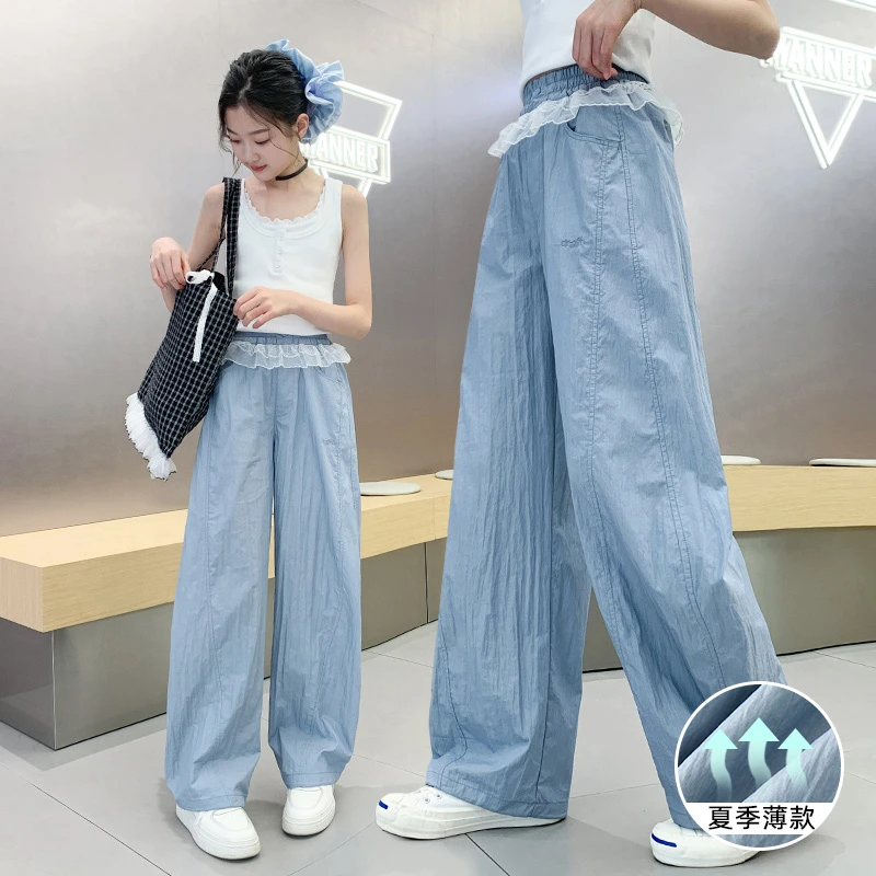 女童休闲裤夏装2025新款薄款大童夏季儿童运动裤透气女孩夏天裤子