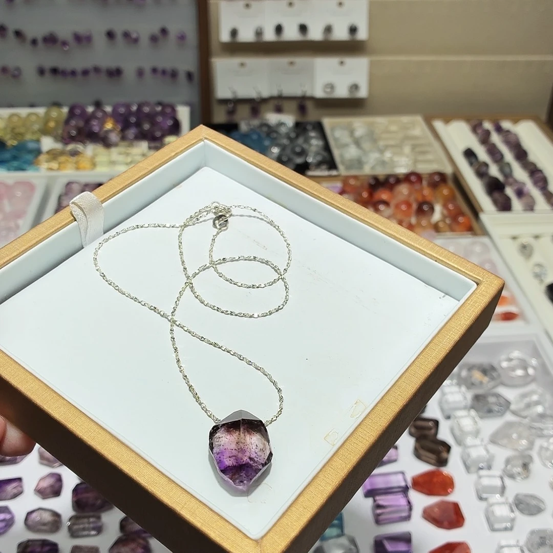 水晶未镶嵌吊坠(不含链)紫超七 随形 打孔定制不退换