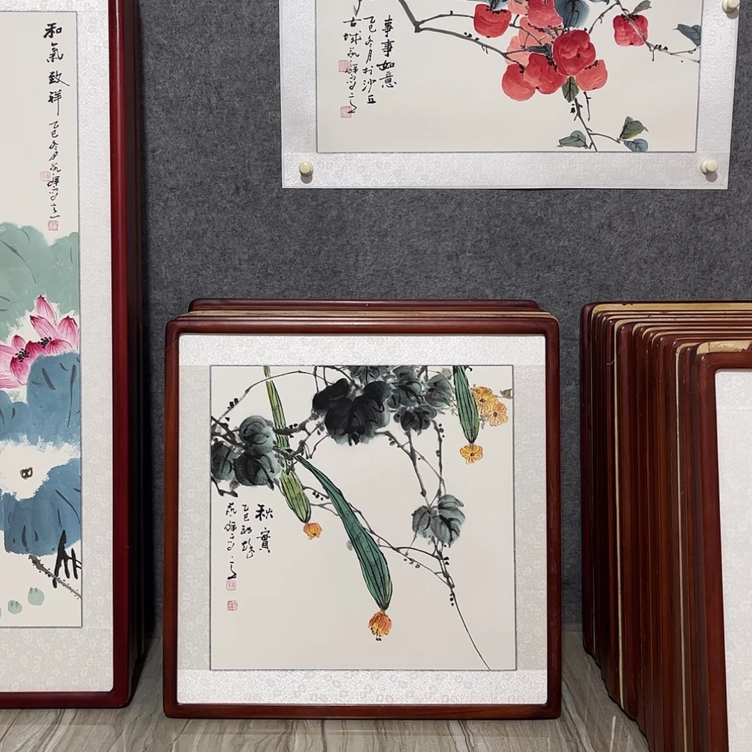 国画书画作品带框63×63