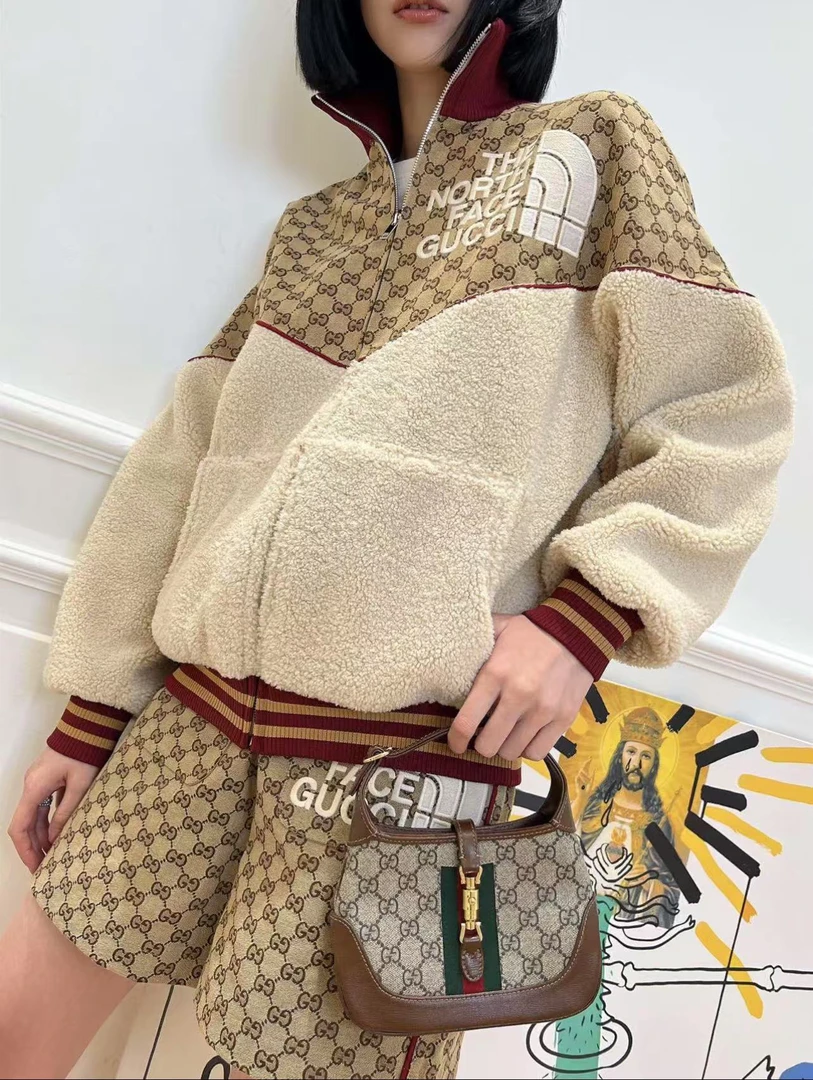 99新 GUCCI/古驰 bb1466 棉 北面联名款羊羔毛外套 xs码