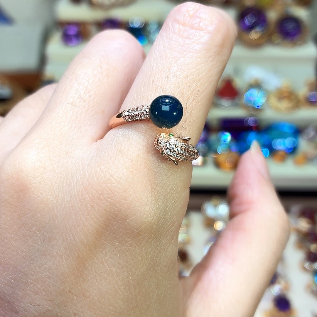 琥珀银S925镶嵌戒指