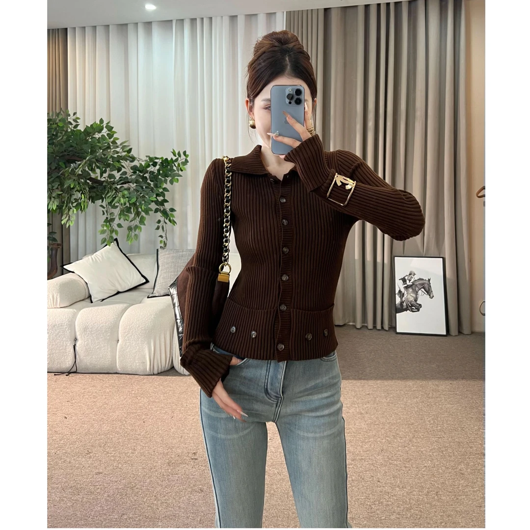 XIAOQIN【山月黄昏】秋冬翻领针织上衣长袖针织衫T557