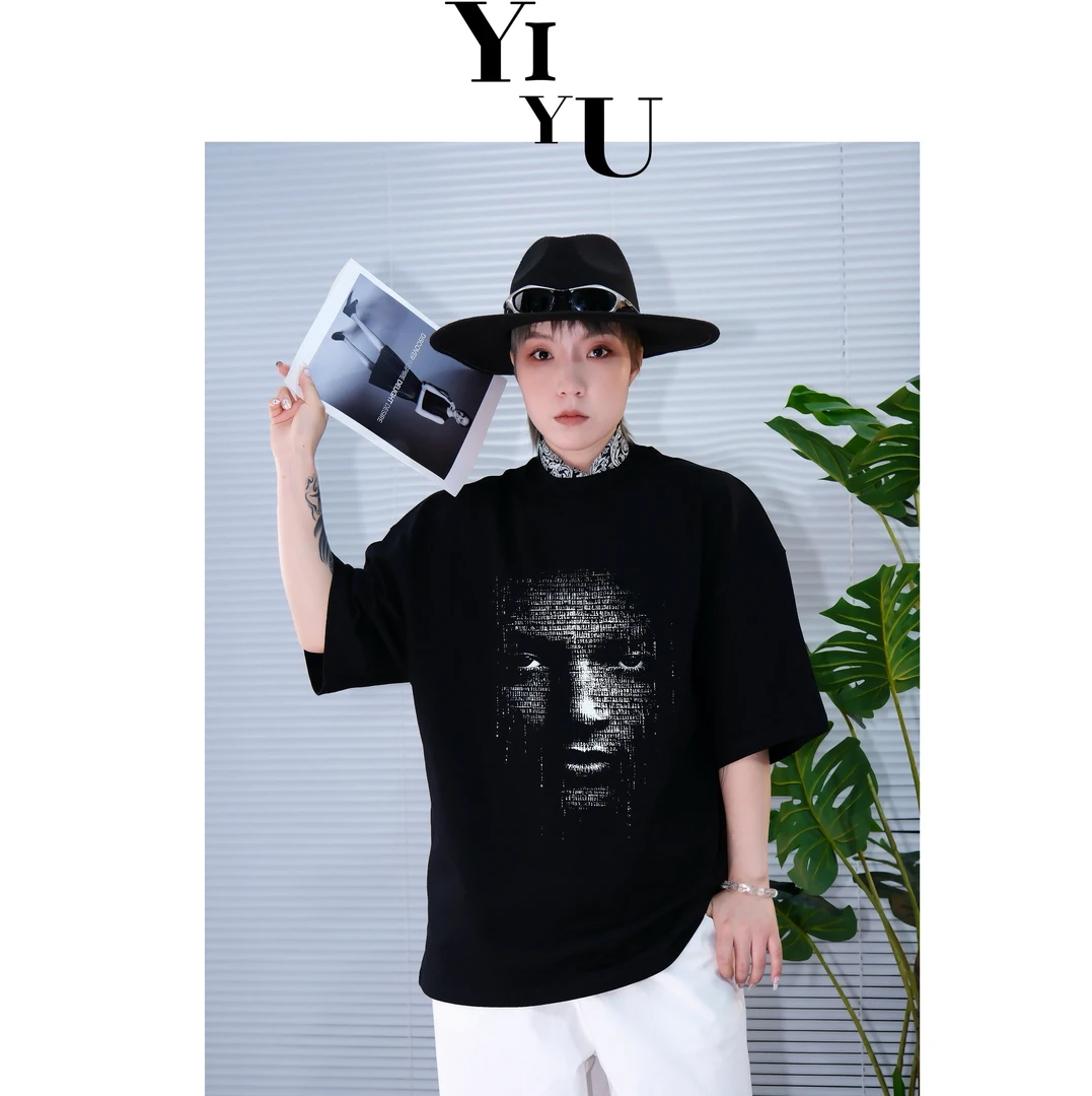 艺遇小众个性高街潮牌嘻哈美式人头宽松重磅T恤百搭发型师穿搭