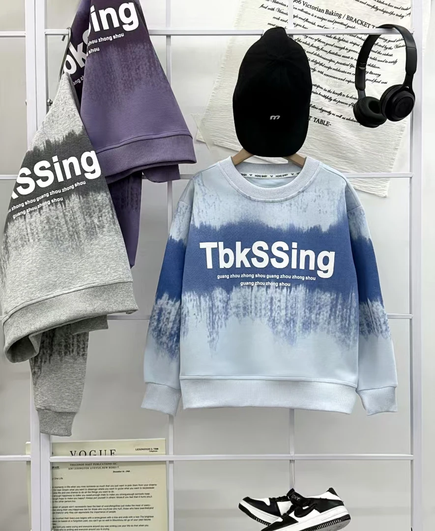 木子秋季新款户外儿童宽松女童男童时尚卫衣帽衫休闲