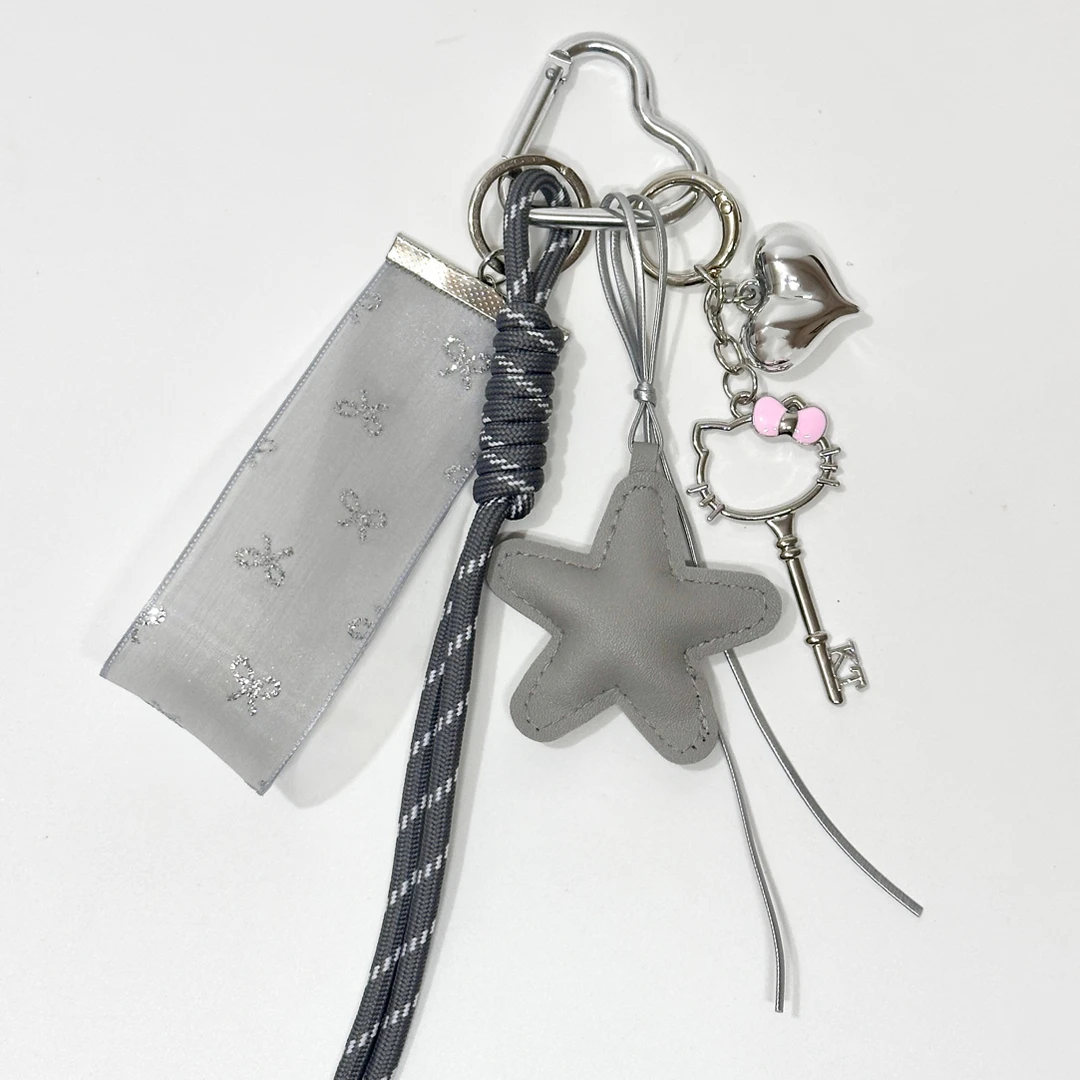 简约灰色系miu系包包挂件钥匙扣书包挂件挂件挂饰