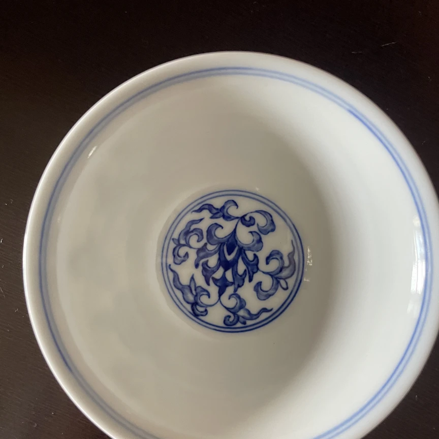 青花缠枝莲纯手工陶瓷大压手杯功夫茶茶叶茶杯茶具