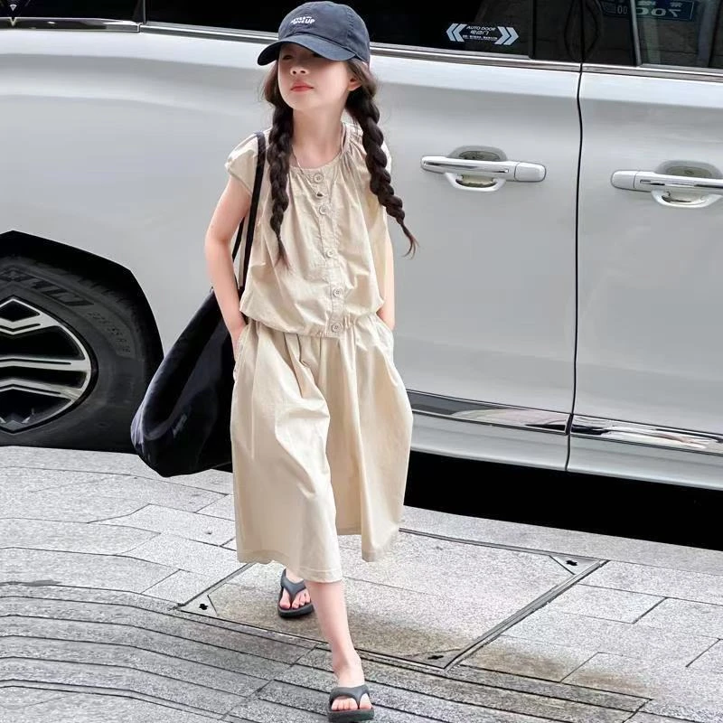 开学季女童套装夏装2025新款可爱中大童夏季儿童上衣裤子两件套潮