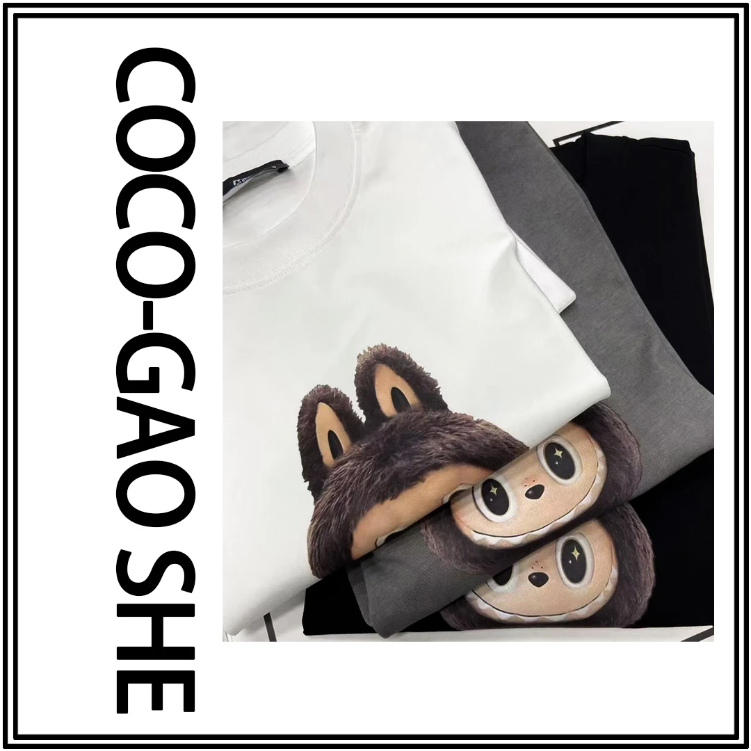 【10号链接-潮玩拉布布头领MOMO】夏季重磅潮牌卡通宽松短袖1017