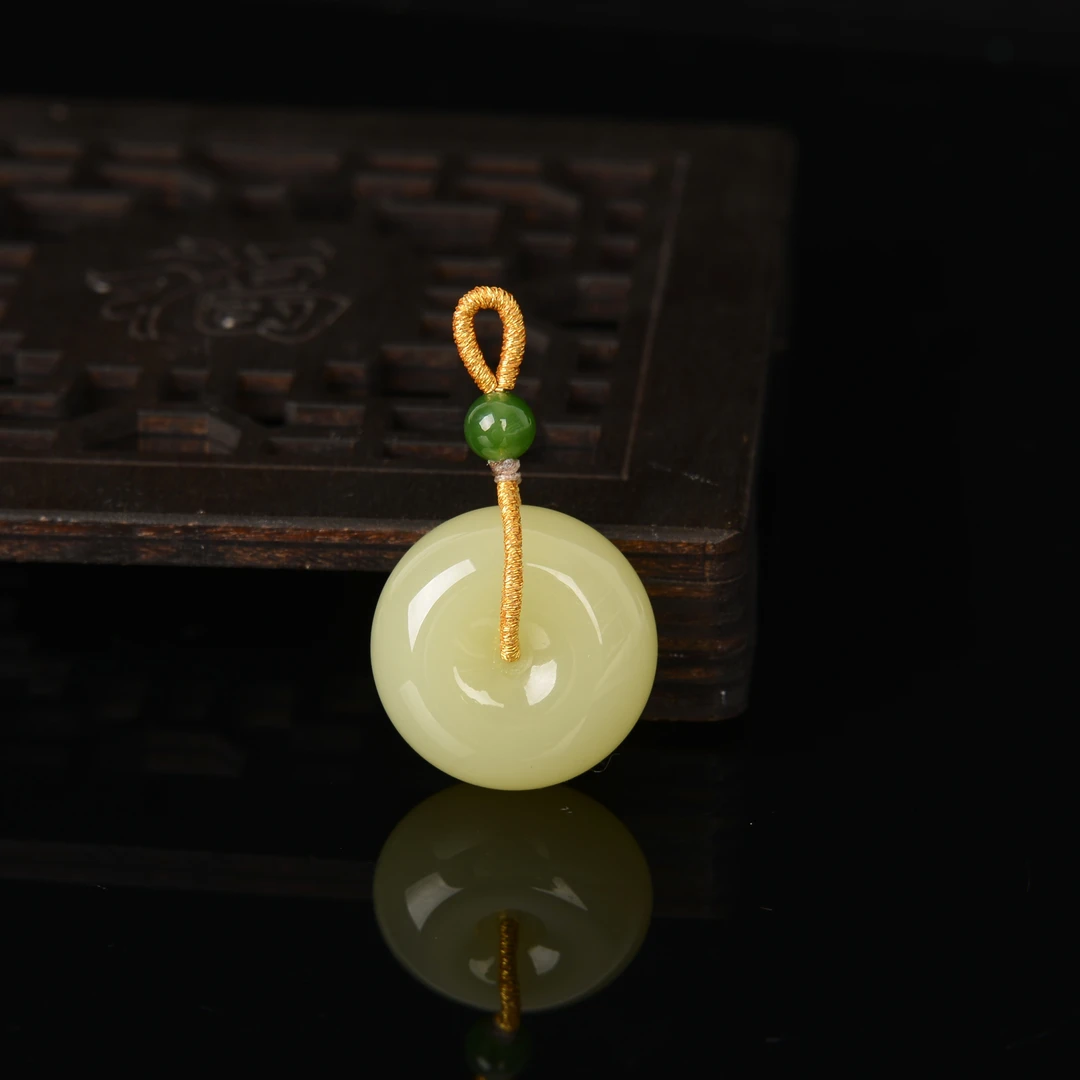 【熊总夫妇】新疆若羌黄玉平安扣吊坠-约24*12mm