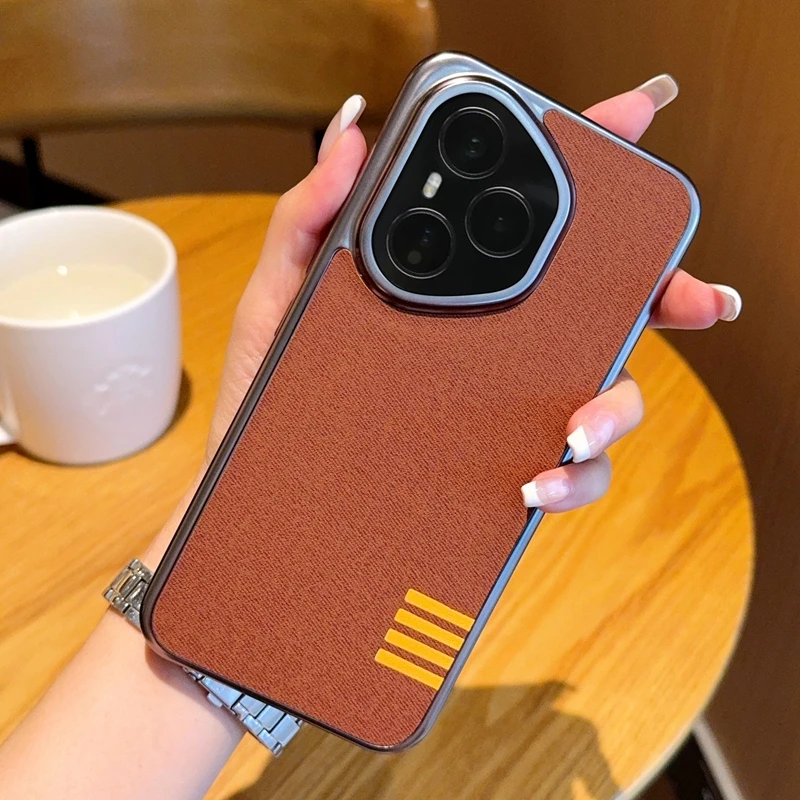 适用于荣耀400手机壳新款荣耀400Pro电镀防摔布纹保护套时尚商务