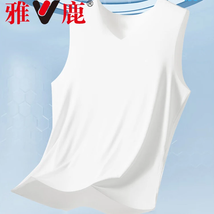 V/雅鹿男士冰丝背心凉爽打底衫无痕夏季男款薄款夏季新款运动大码