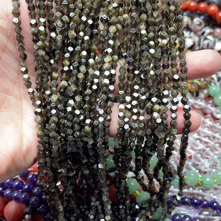 玛瑙/玉髓珠宝半成品未镶嵌一条4mm金耀切面