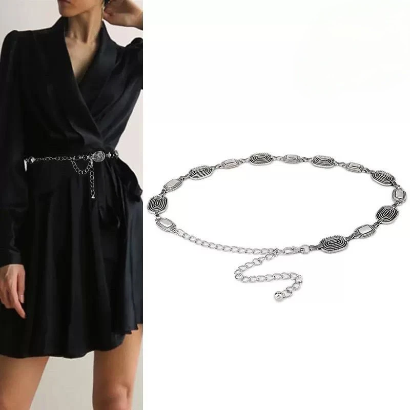 朋克金属复古链条女细装饰百搭腰链配裙子连衣裙腰带